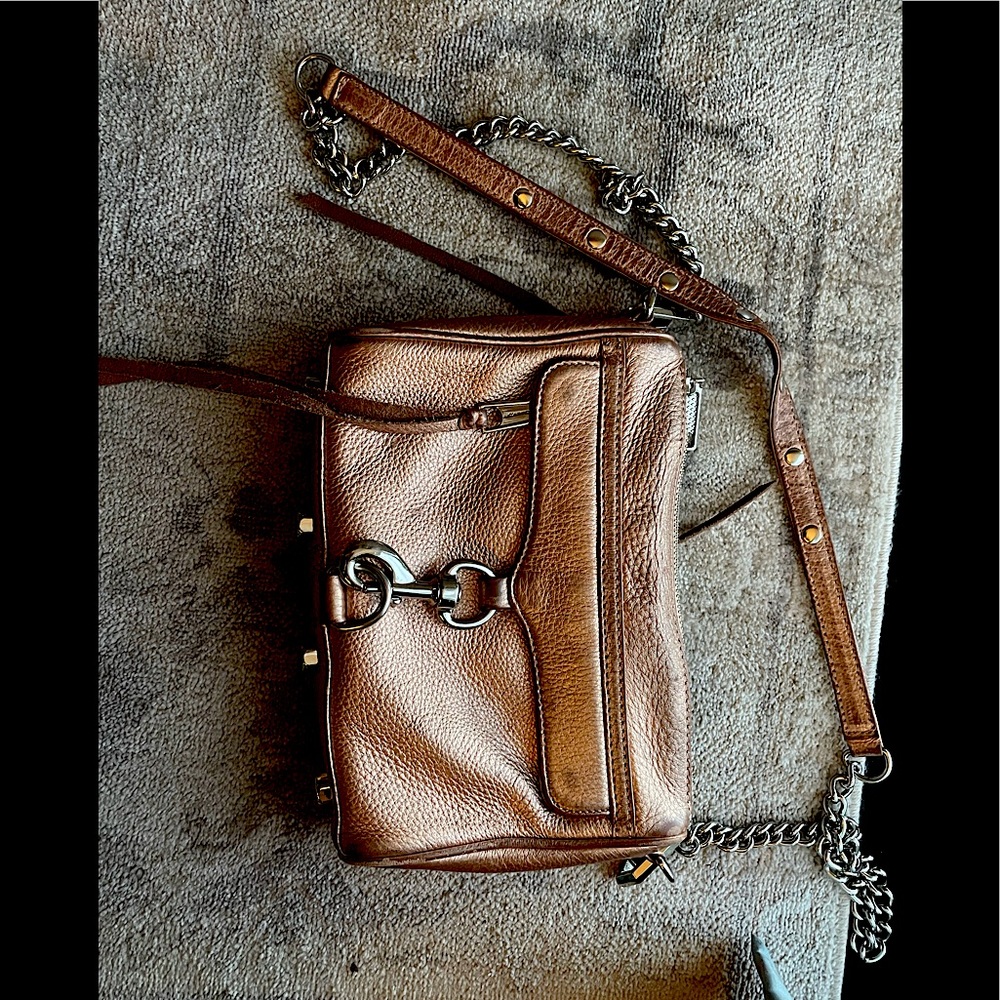 Rebecca Minkoff Mini M.A.C. in Rose Gold. Silver Hardware.